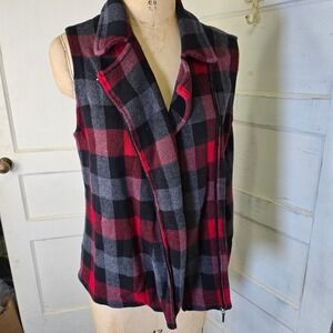 Chaps Women Plaid Zipper‎ Vest Vest Casual Outerwear XL